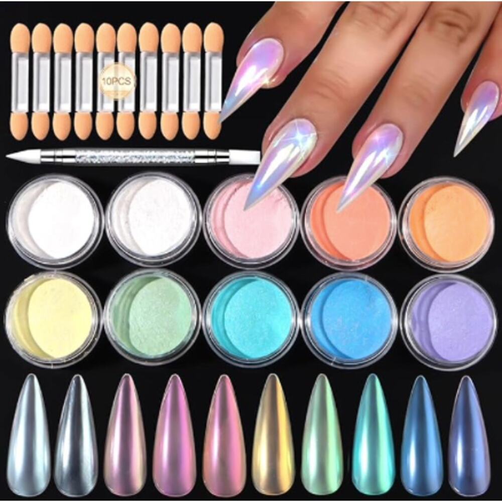 10 Colors Mermaid Pearl Chrome Nail Powder